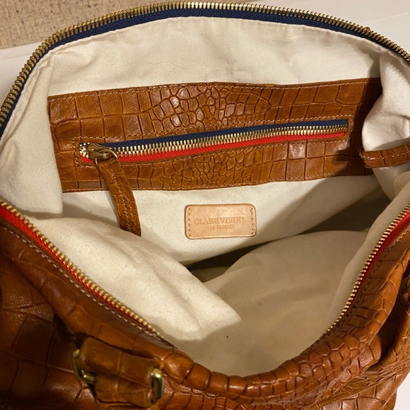 Clare Vivier Crocodile-Embossed Lambskin Satchel Bag. - Picture 3 of 3